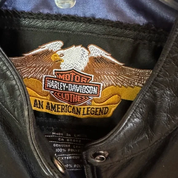 Harley Davidson Black Leather Motorcycle Riding Jacket Size M - Picture 2 of 11